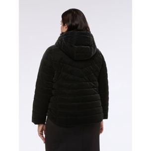 Fiorella Rubino - Plumífero efecto terciopelo con capucha - Negro