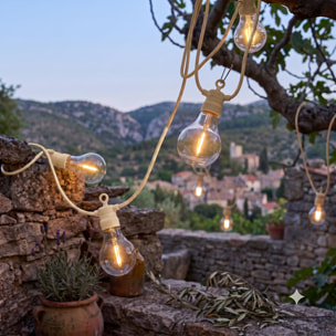 Guirlande lumineuse extérieur beige 10 globes transparents raccordable LED blanc chaud PARTY MAX CLEAR CREAM 8m
