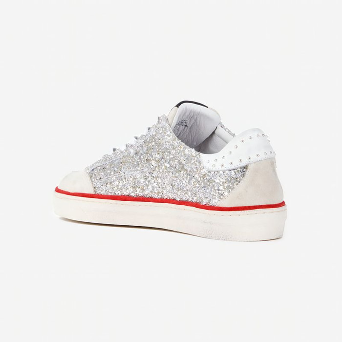 Sneakers - cuero - blanco y plateado