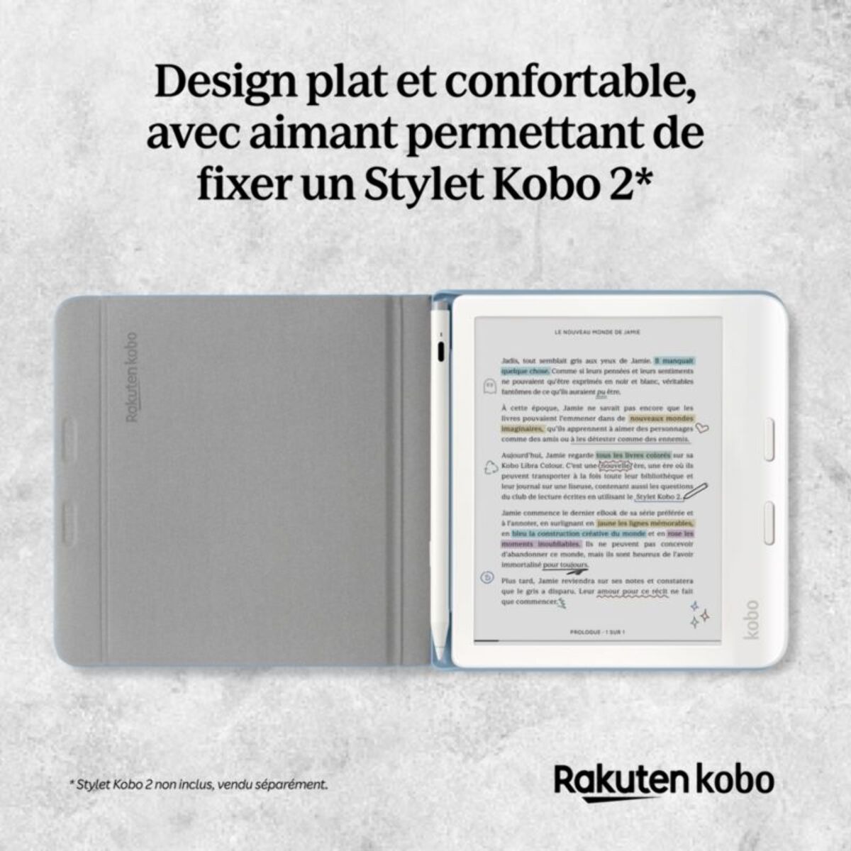 Pochette KOBO Libra Cover Notebook Bleu