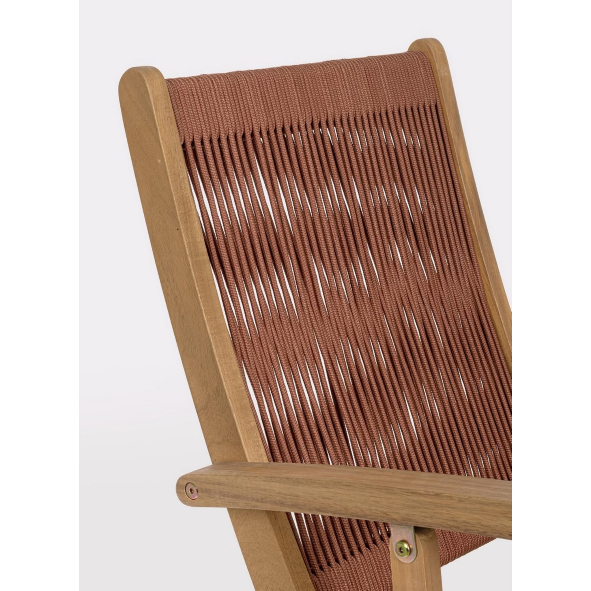 Set di sedie pieghevoli MONSARAZ in legno di acacia e corda rosso corallo