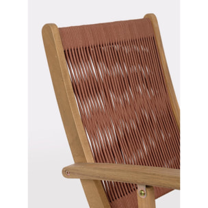 Set di sedie pieghevoli MONSARAZ in legno di acacia e corda rosso corallo