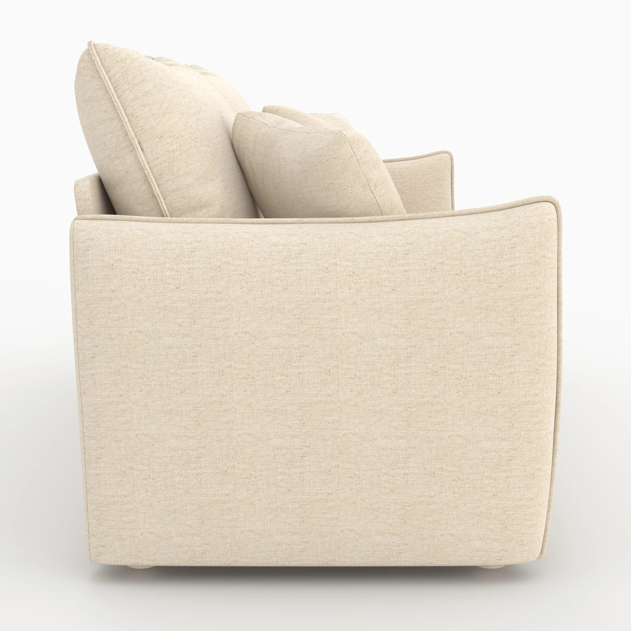 Canapé convertible 3 places en tissu effet lin blanc cassé - Céleste