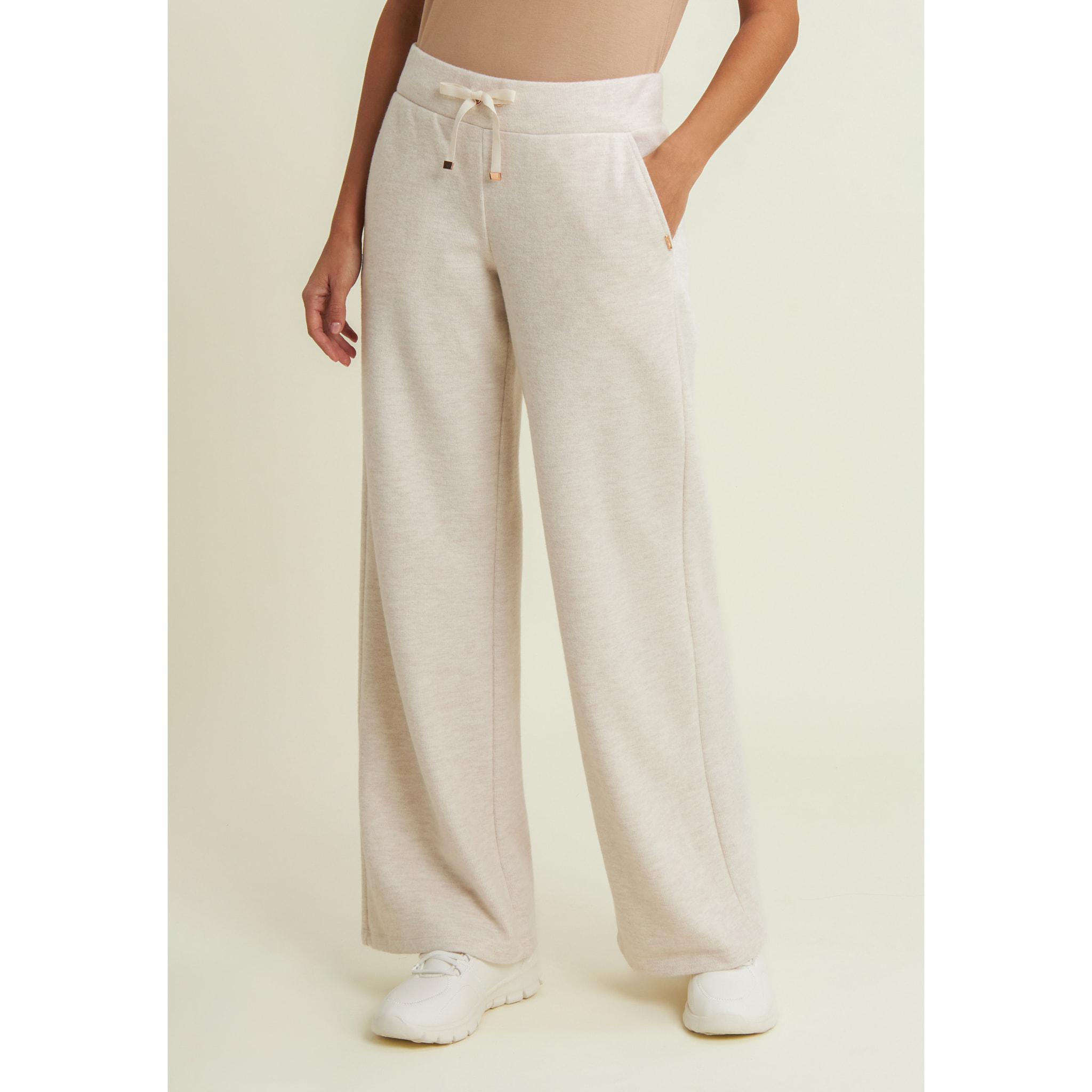 Pantaloni donna wide leg effetto tricot