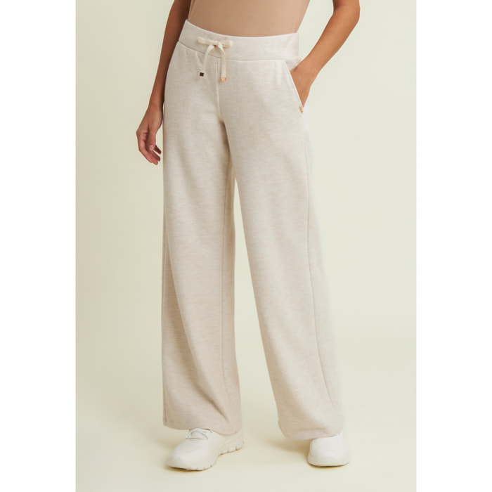 Pantaloni donna wide leg effetto tricot