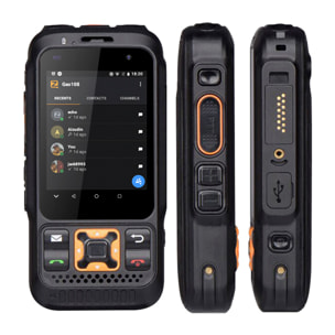 DAM Smartphone  Rugerizado F30S 4G, Android 8.1 Oreo, 1GB RAM + 8GB. Pantalla 2,8''. 13mpx + 5mpx. GPS. Con Zello Walkie Talkie.Altavoz 2W. Antena amplificadora. 6,4x2,3x13 Cm. Color: Negro