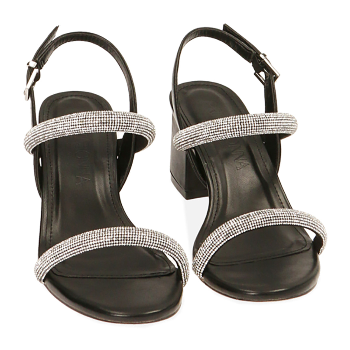 Sandalias negras, tacón de 5,5 cm