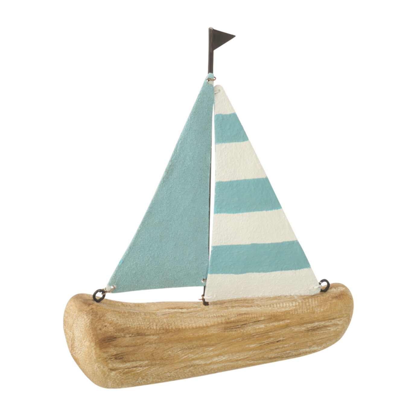 J-Line Voilier décoratif - bois - naturel/bleu clair - small - 2 pièces