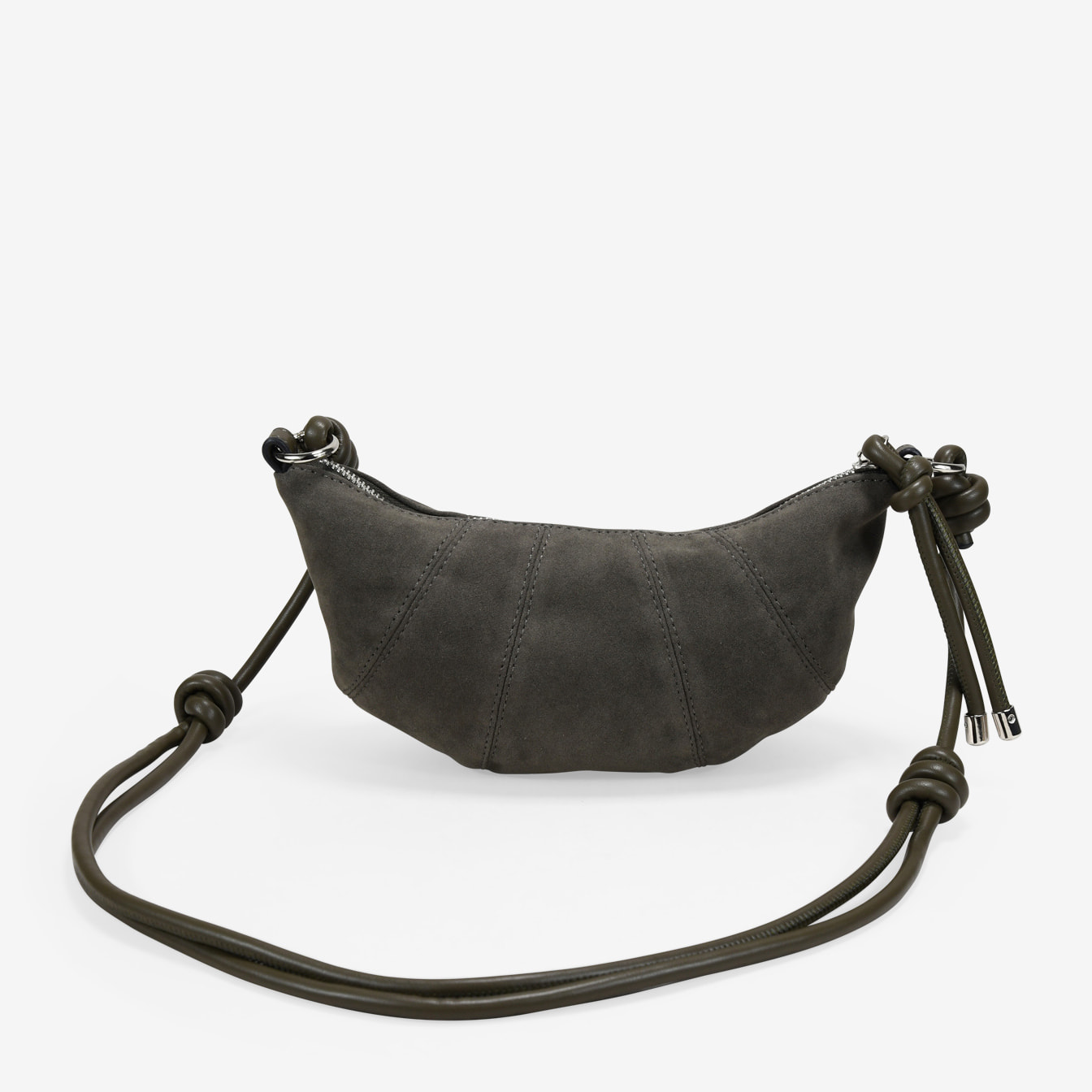 Bolso bandolera gris verdoso pequeño con cremallera