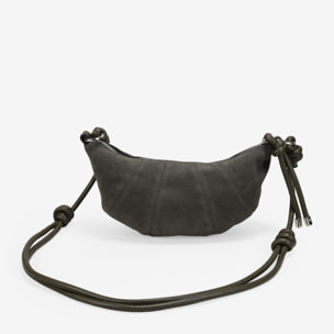 Bolso bandolera gris verdoso pequeño con cremallera