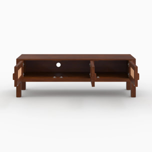 Meuble TV en bois de manguier et cannage - Tiki