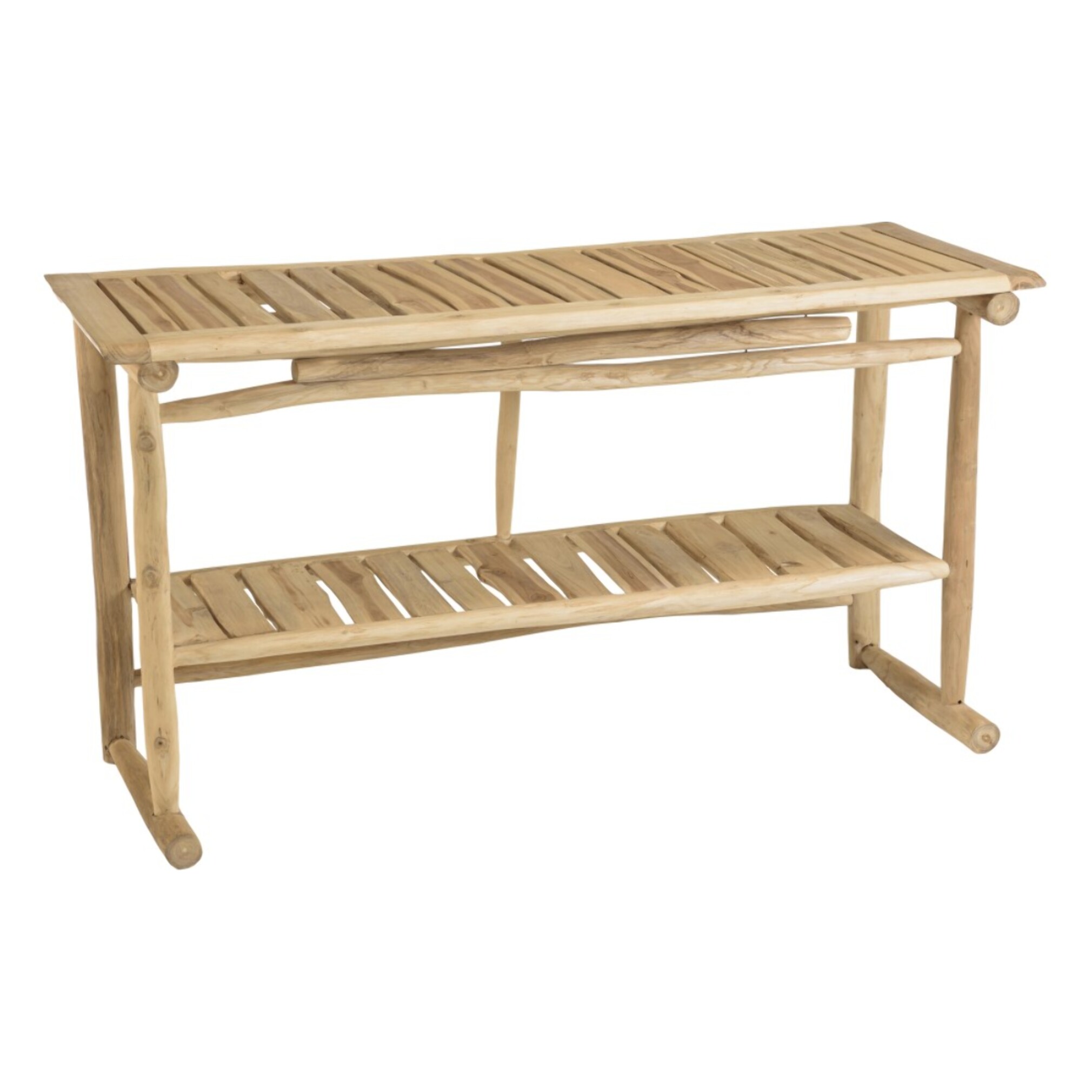 WILL - Console double plateau en branches de teck naturel