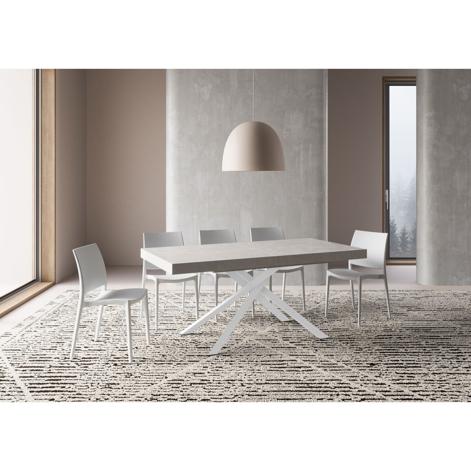 Tavolo allungabile 90x200/304cm Karida cashmere gambe bianche