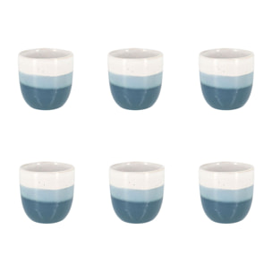 Lot de 6 tasses expresso bleus en grès 11cl RIGA