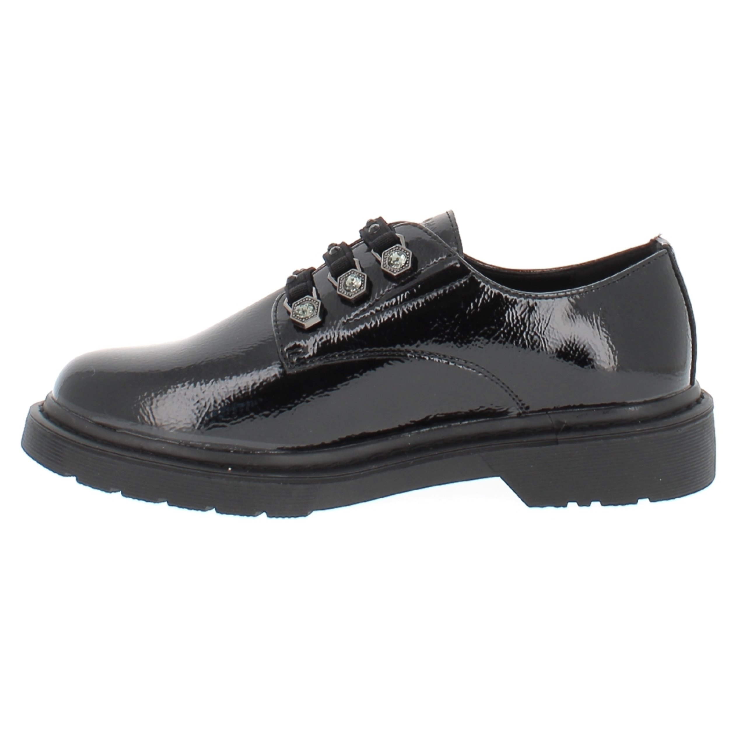 Armata di Mare Scarpe Donna Derby Allacciato Lucido con Soletta in Memory Foam AMD W42H71 Black