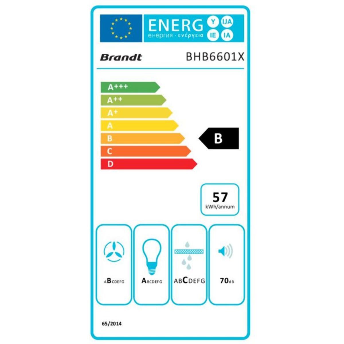 Hotte décorative murale BRANDT BHB6601X