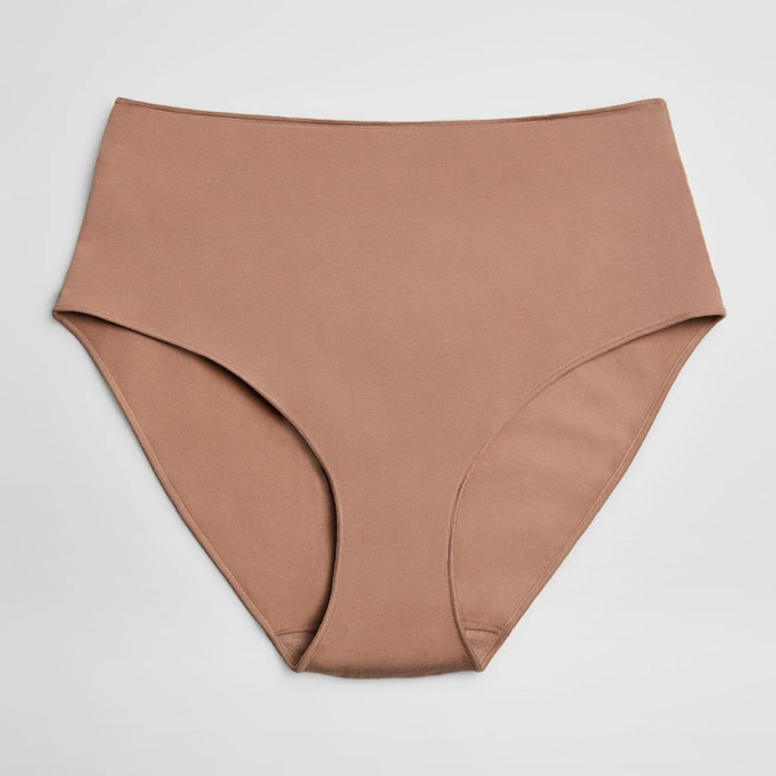 Slip basico a vita alta in cotone visone