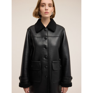 Motivi - Cappotto effetto shearling - Nero
