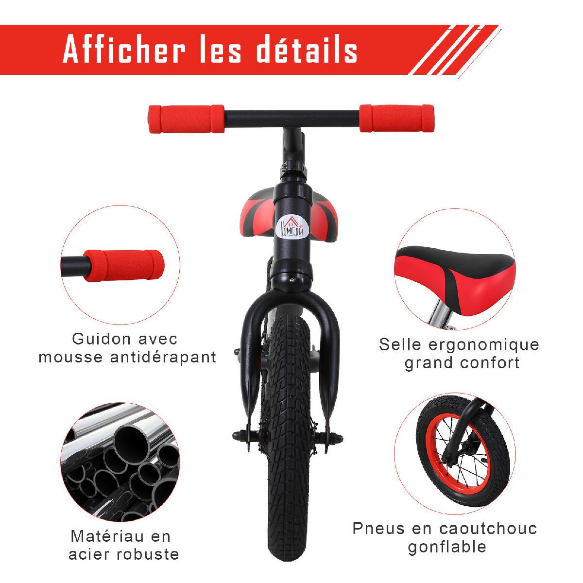 Draisienne enfant roues 12'' hauteur selle réglable acier noir