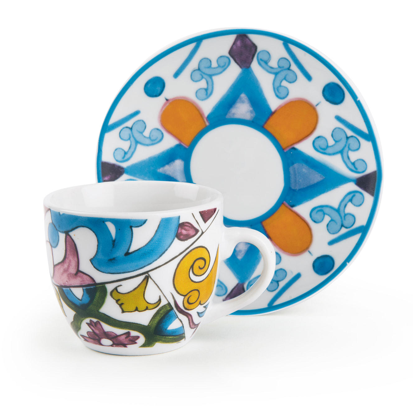 Set 6 Tasses à Café avec Soucoupes Excelsa – Lisbona, Porcelaine Multicolore