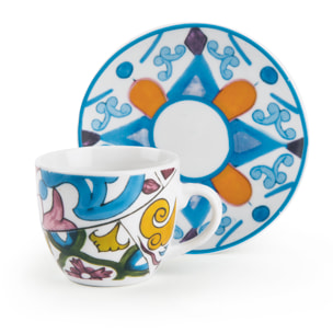 Set 6 Tasses à Café avec Soucoupes Excelsa – Lisbona, Porcelaine Multicolore