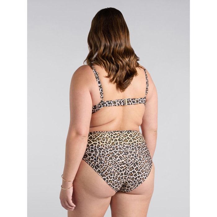 Fiorella Rubino - Bikini con estampado de mácula y detalles flúor - Marrón