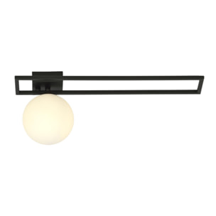 Lampada da soffitto Imago in metallo nero e vetro opale