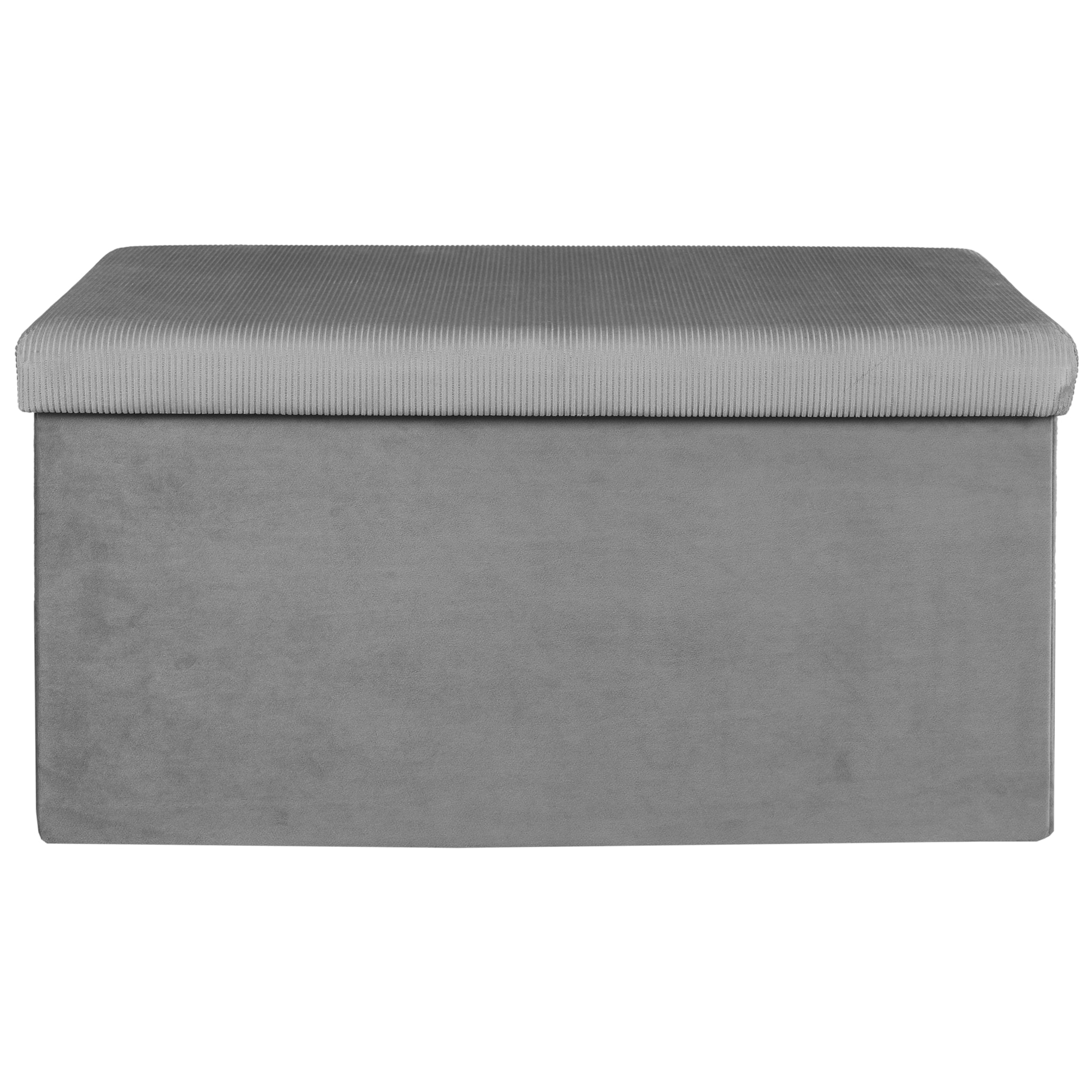 Coffre Banc Pliable Velours Cotele Giulia Gris