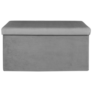 Coffre Banc Pliable Velours Cotele Giulia Gris