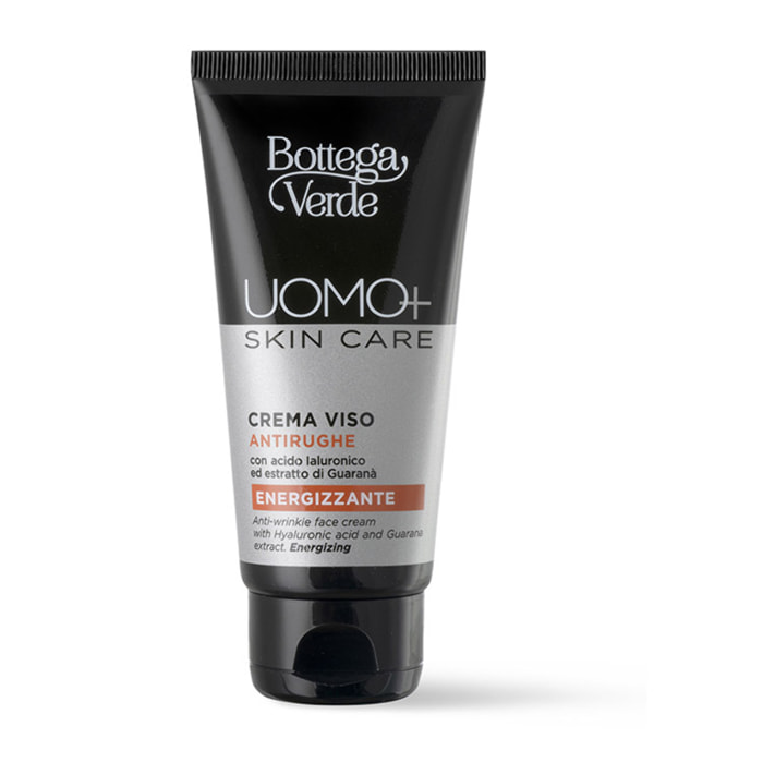 UOMO+ skincare - Crema facial - antiarrugas energizante - con ácido Hialurónico y extracto de Guaraná (50 ml)