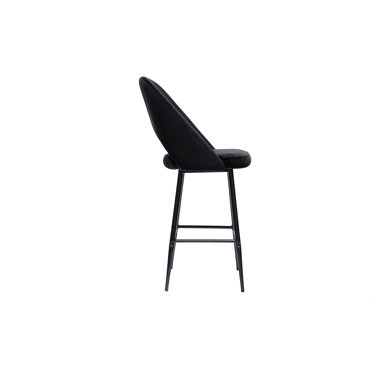 Tabourets de bar en velours noir et métal H65 cm (lot de 2) COSETTE