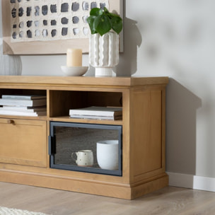 Meuble tv Parma -bois massif de manguier et métal-couleur provence naturelle 157 x 59 x 40 cm