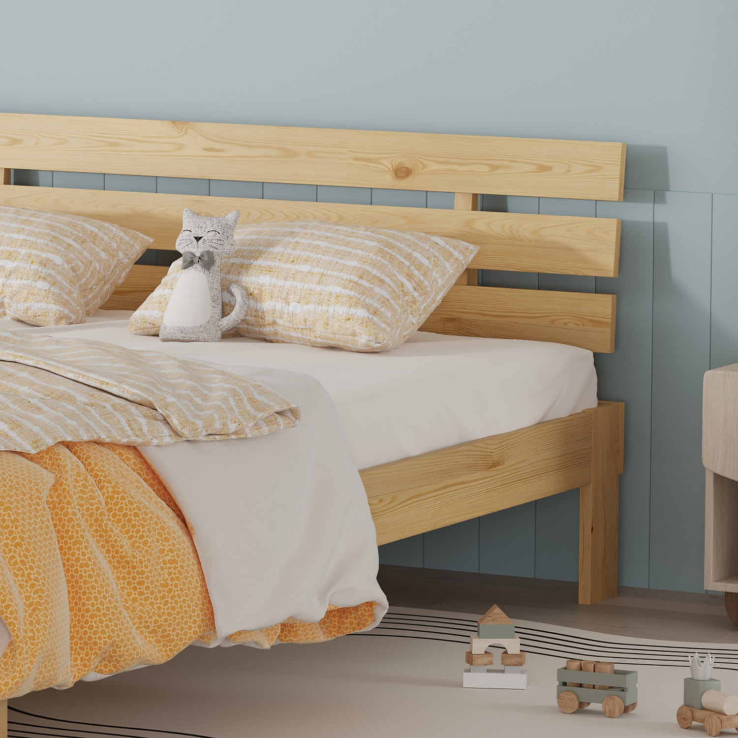 Lit en bois avec tête de lit 140x200cm FINN