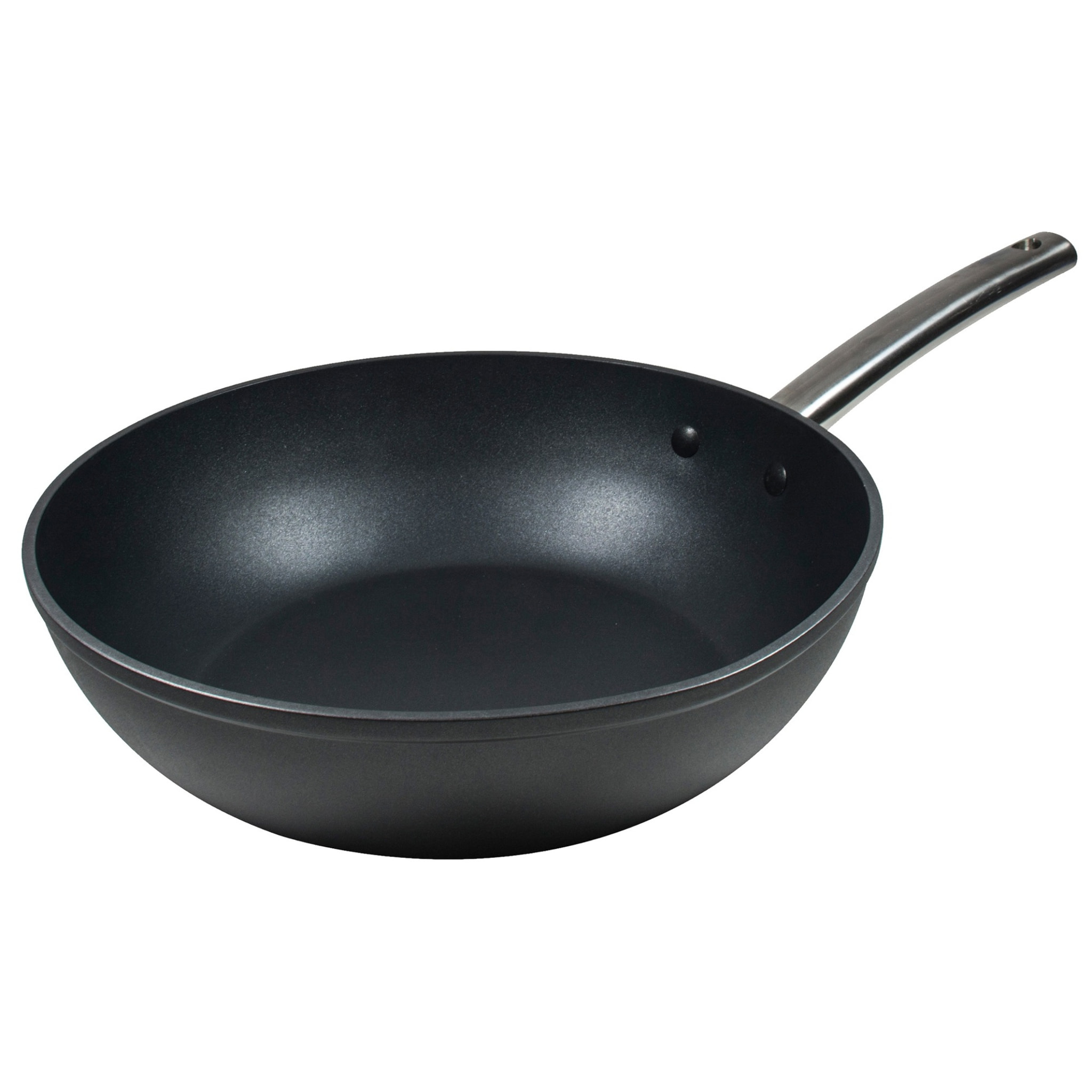 Juego de 3 Sartenes Ø24Ø28Ø30cm + Wok Ø28cm + Sartén doble 30x24cm en Aluminio aptas para inducción color Negro FOODIES MasterPRO