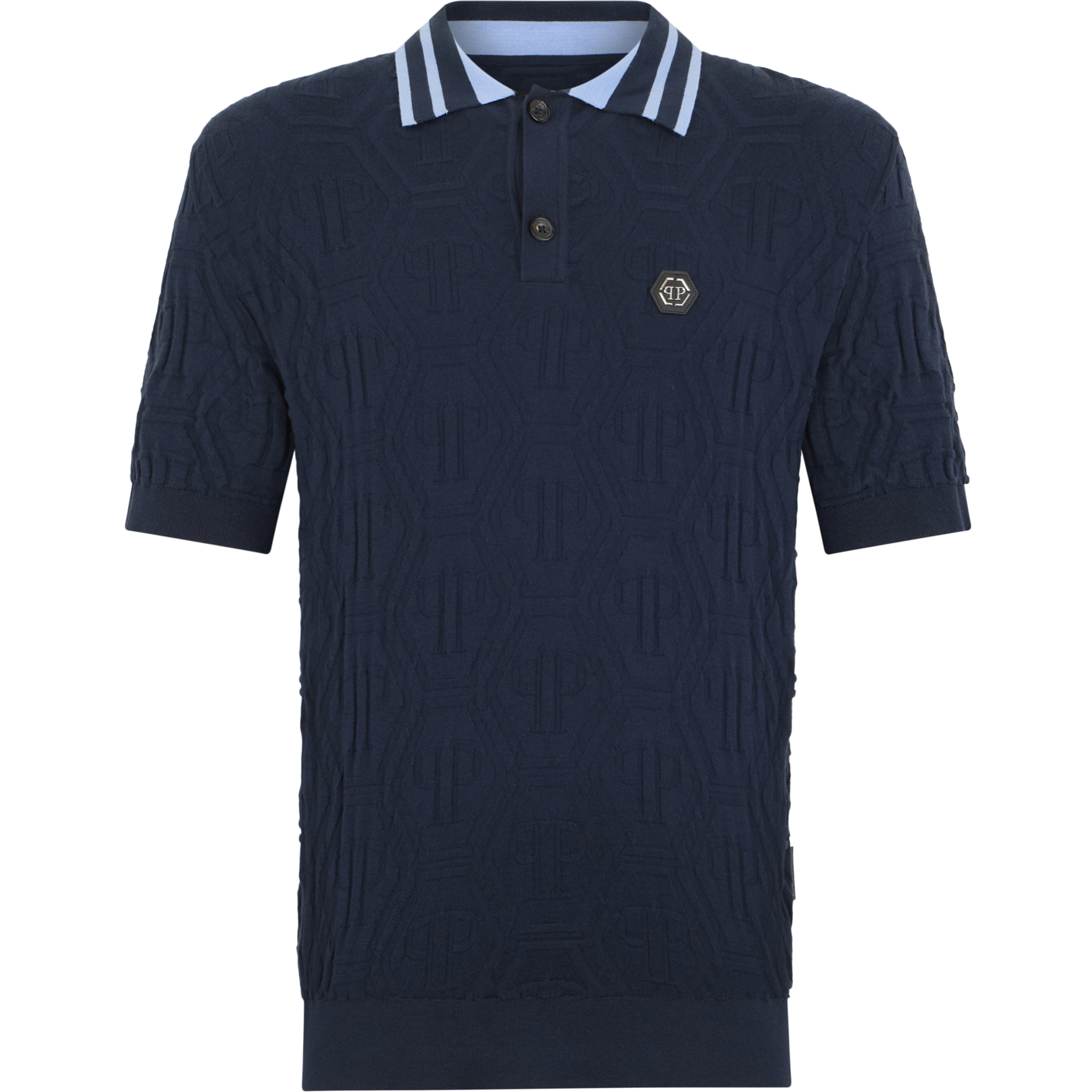 PHILIPP PLEIN Knitted Polo T-Shirt Jacquard Monogram