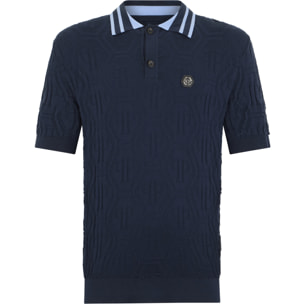 PHILIPP PLEIN Knitted Polo T-Shirt Jacquard Monogram