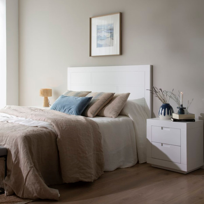 Tête de lit Sisal -panneau de mdf et laqué blanc-couleur laqué blanc mat 162 x 120 x 4 cm