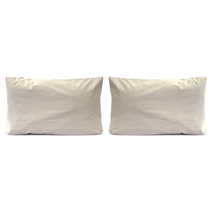 2 Fundas de almohada 100% percal de algodón orgánico LISO 50x75 cm - arena