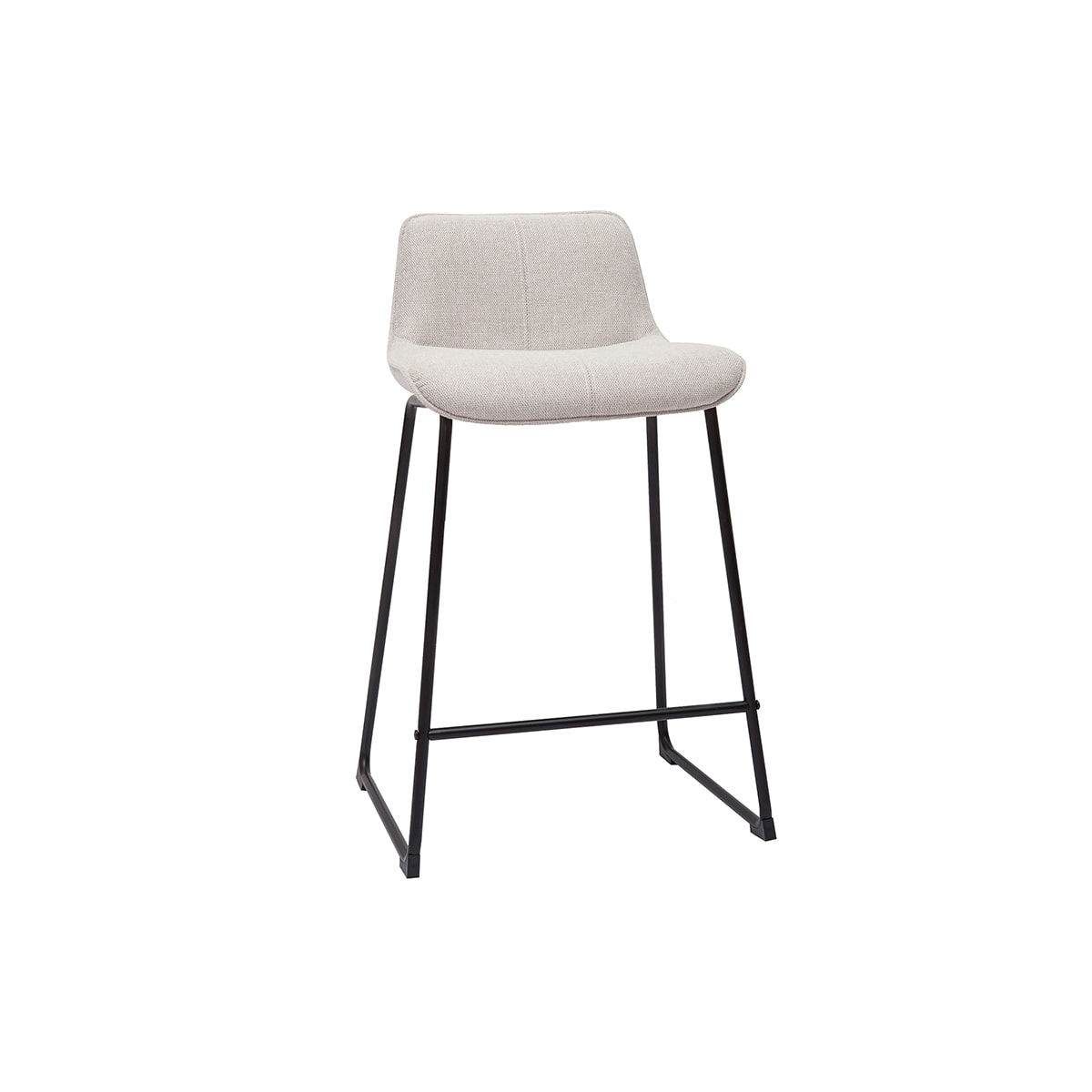 Tabourets de bar en tissu effet velours texturé beige et métal H65 cm (lot de 2) BOOST