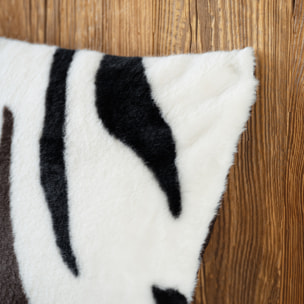 Coussin garni à motif zèbre avec dos en velours - Noir