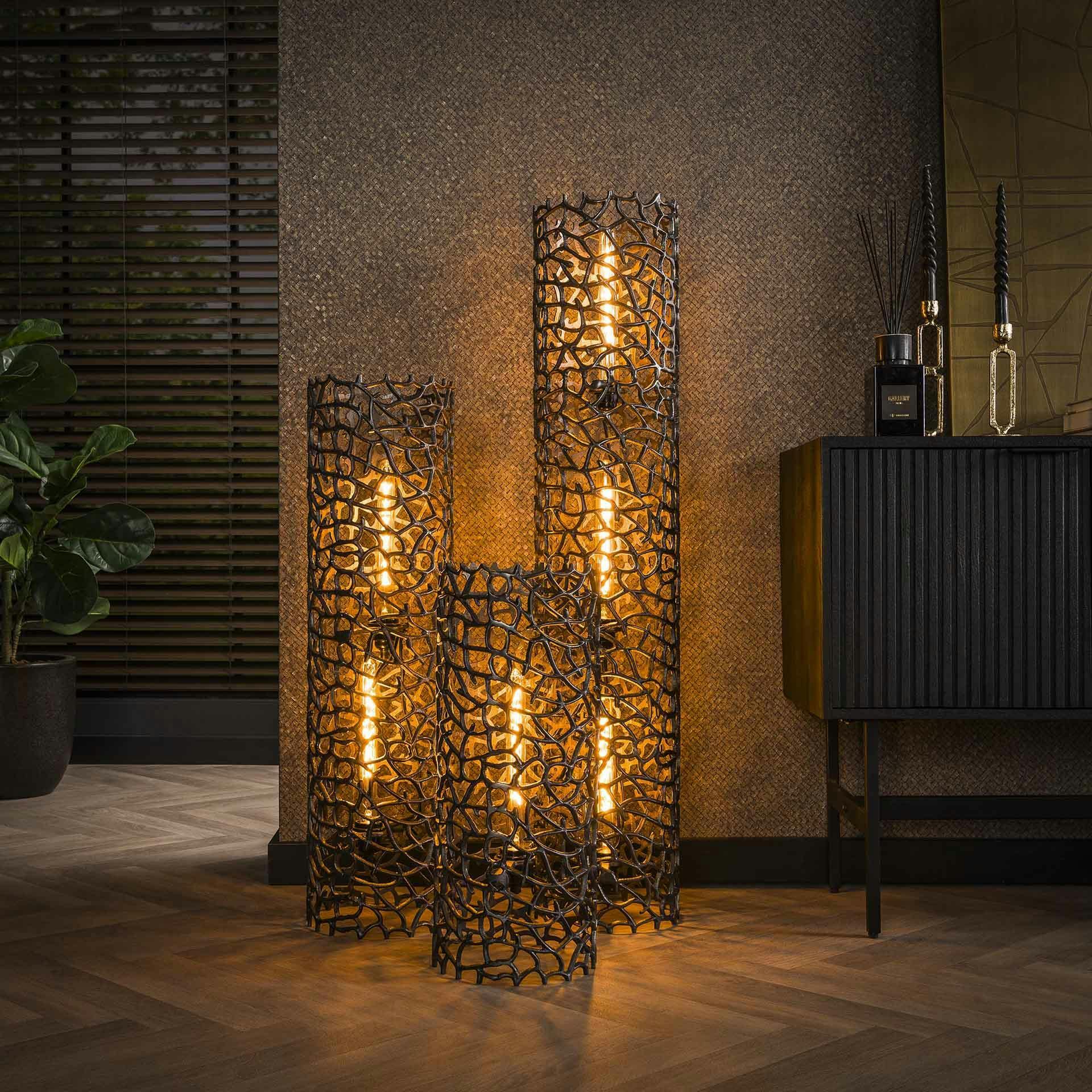 Lampadaire décoratif en métal effet toile H 61 cm RALF