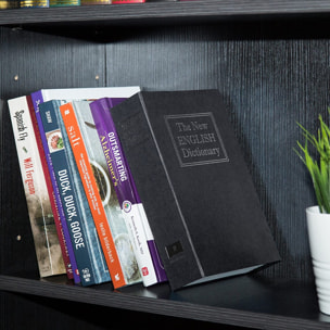 Cassetta Portavalori Cassaforte A Forma Di Libro Dizionario Acciaio Serratura Combinazione 3 Cifre Soldi Gioielli Casa Ufficio 24 x 15.5 x 5.5 Cm Nero