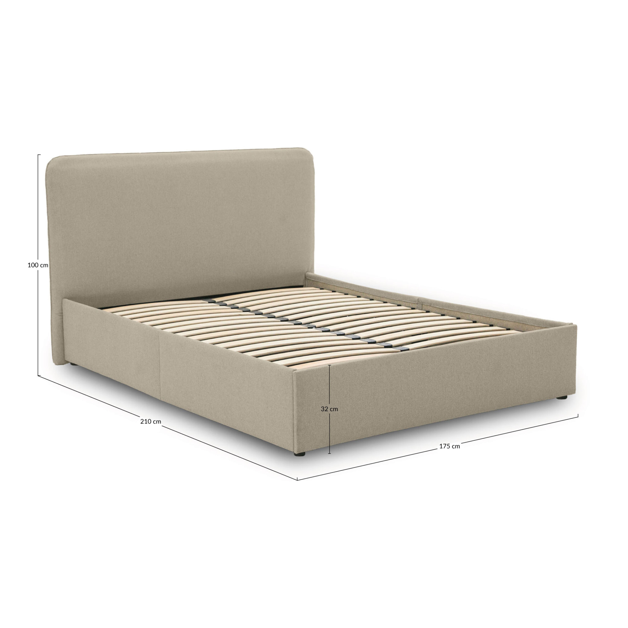 Goyave - lit coffre - 160x200 - en tissu - sommier inclus - Terracotta