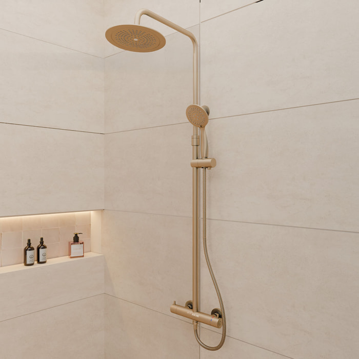 Colonne de douche Thermostatique finition Or Doré Brossé 133x26x52 cm - MOLLY GOLD