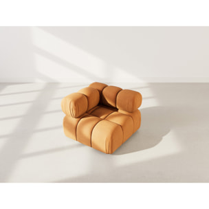 Ruby - module d'assise d'angle gauche en velours texturé - Terracotta