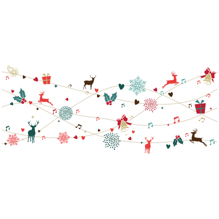 Sticker Noël guirlande design de Noël - Autocollants stickers adhésifs noël - décoration fêtes