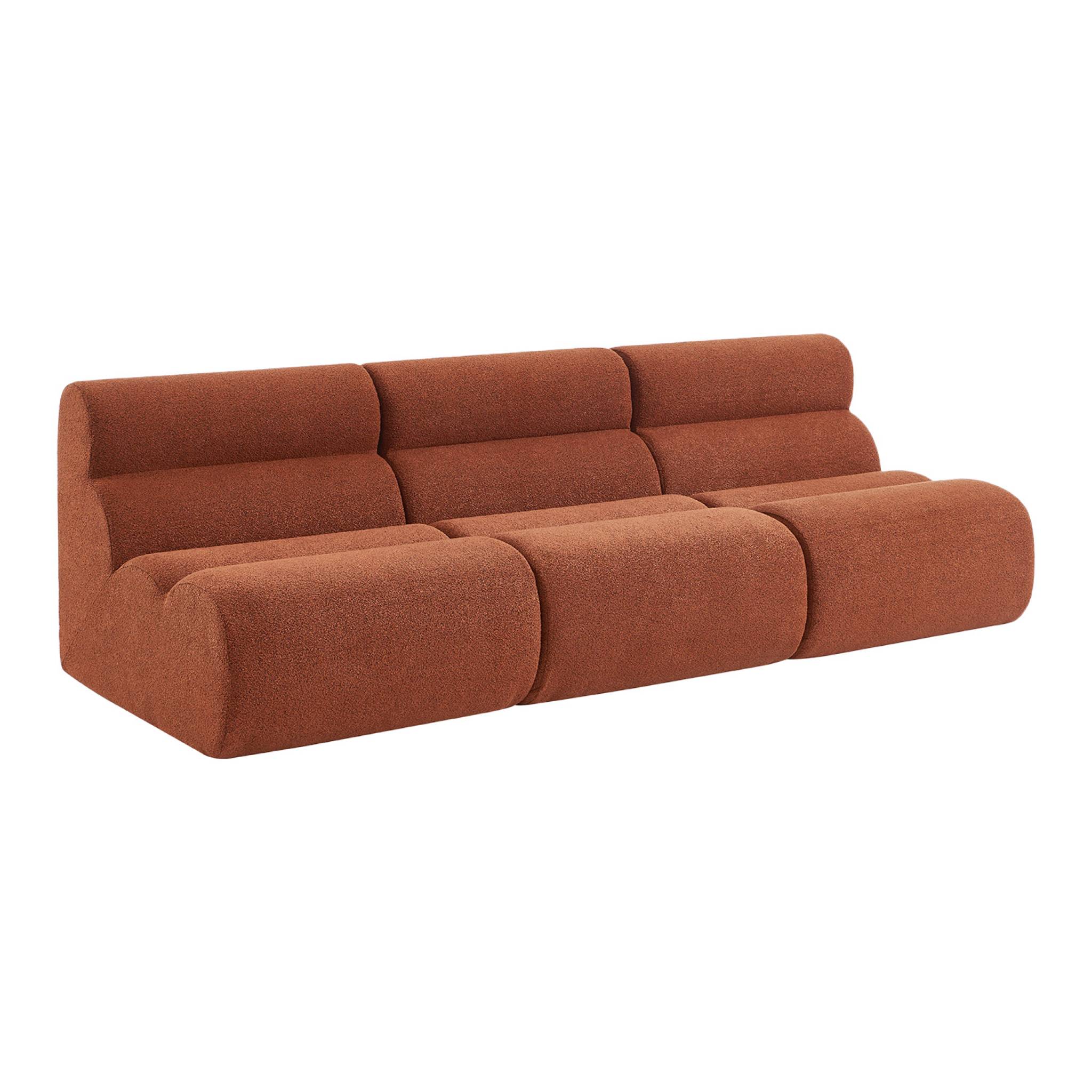Lot de 3 chauffeuses bouclette texturée terracotta 1 place - L 81 x P 99 x H 75cm - Nova