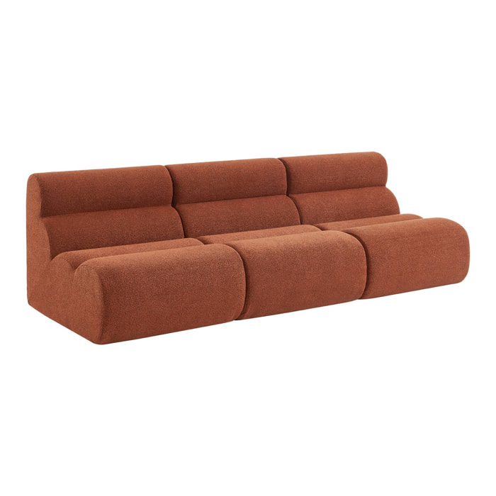 Lot de 3 chauffeuses bouclette texturée terracotta 1 place - L 81 x P 99 x H 75cm - Nova