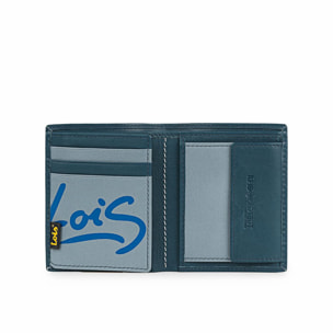 Cartera Hombre Piel Lois Temple Azul-Gris