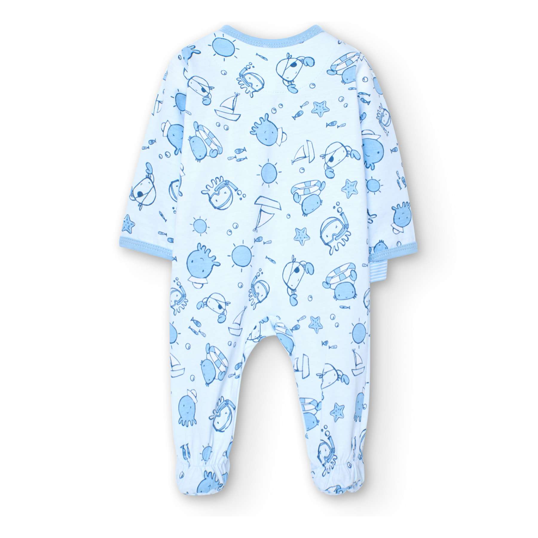 Pijama recién nacido estampado, azul claro, mangas largas